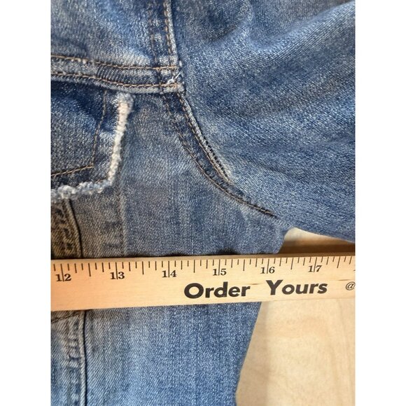 Articles Of Society Distressed Denim Jacket Size Small Raw Hem Blue Jean - Picture 6 of 15